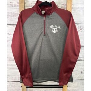 Texas A&M Aggies Women's Quarter Zip Pullover Maroon Grey Fleece Medium/Large